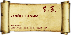 Vidéki Bianka névjegykártya